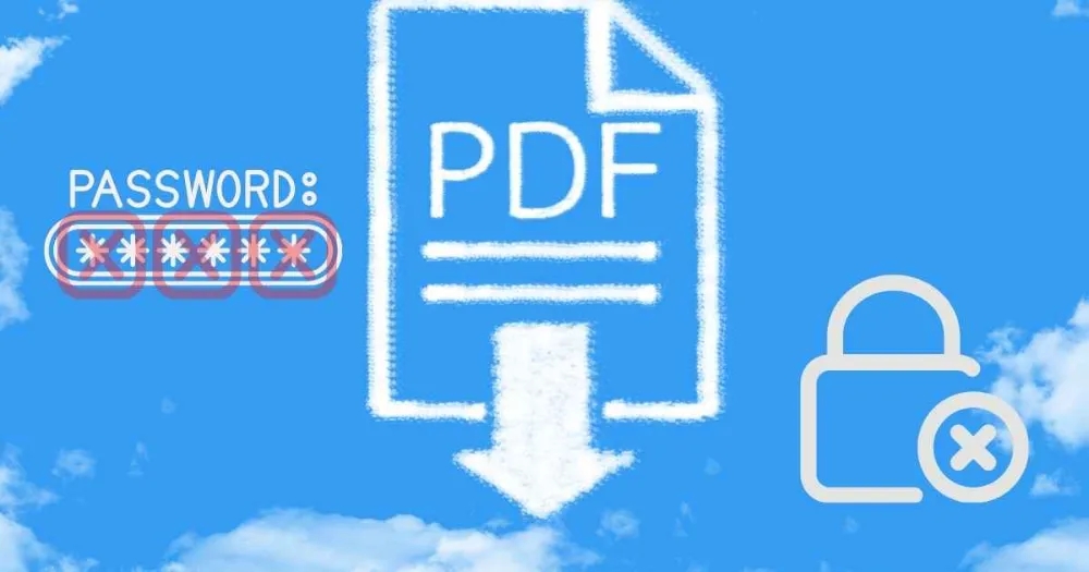 A padlock icon opening over a PDF document